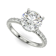 Isabella Round Cut Pave Hidden Halo 4 Prong Claw Set Engagement Ring Setting - Nivetta